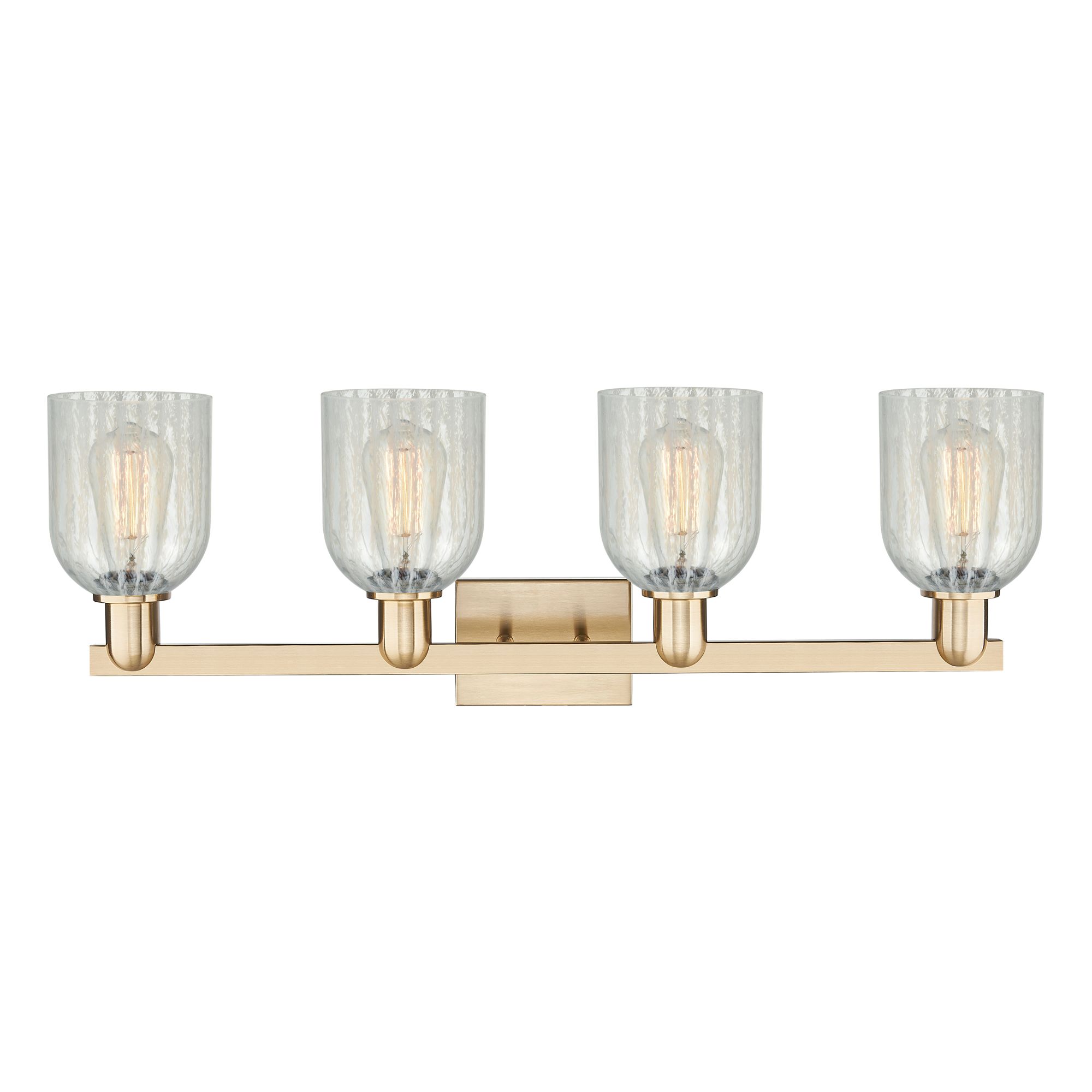 Image 2 Arcadia Caledonia 32"W 4 Light Bronze Vanity Light w/ Mouchette Shade more views