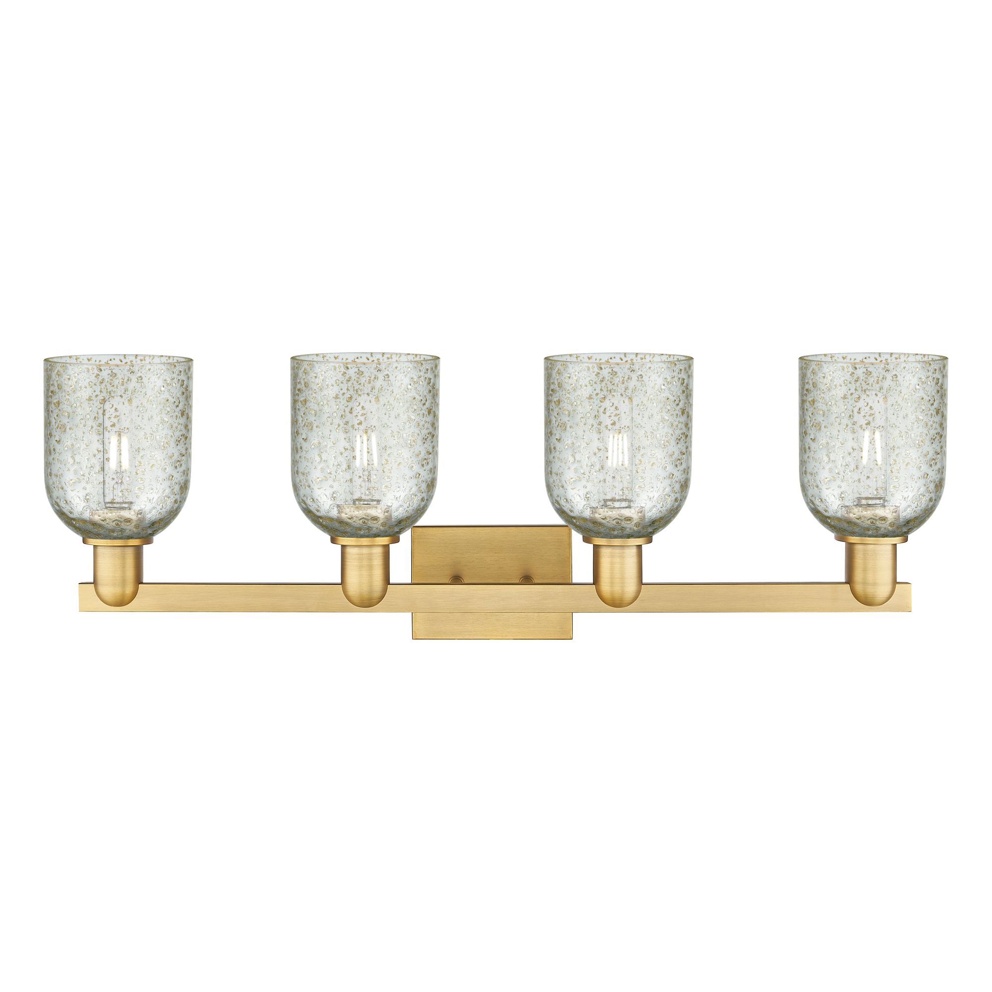 Image 2 Arcadia Caledonia 32"W 4 Light Brushed Brass Bath Light w/ Mica Shade more views