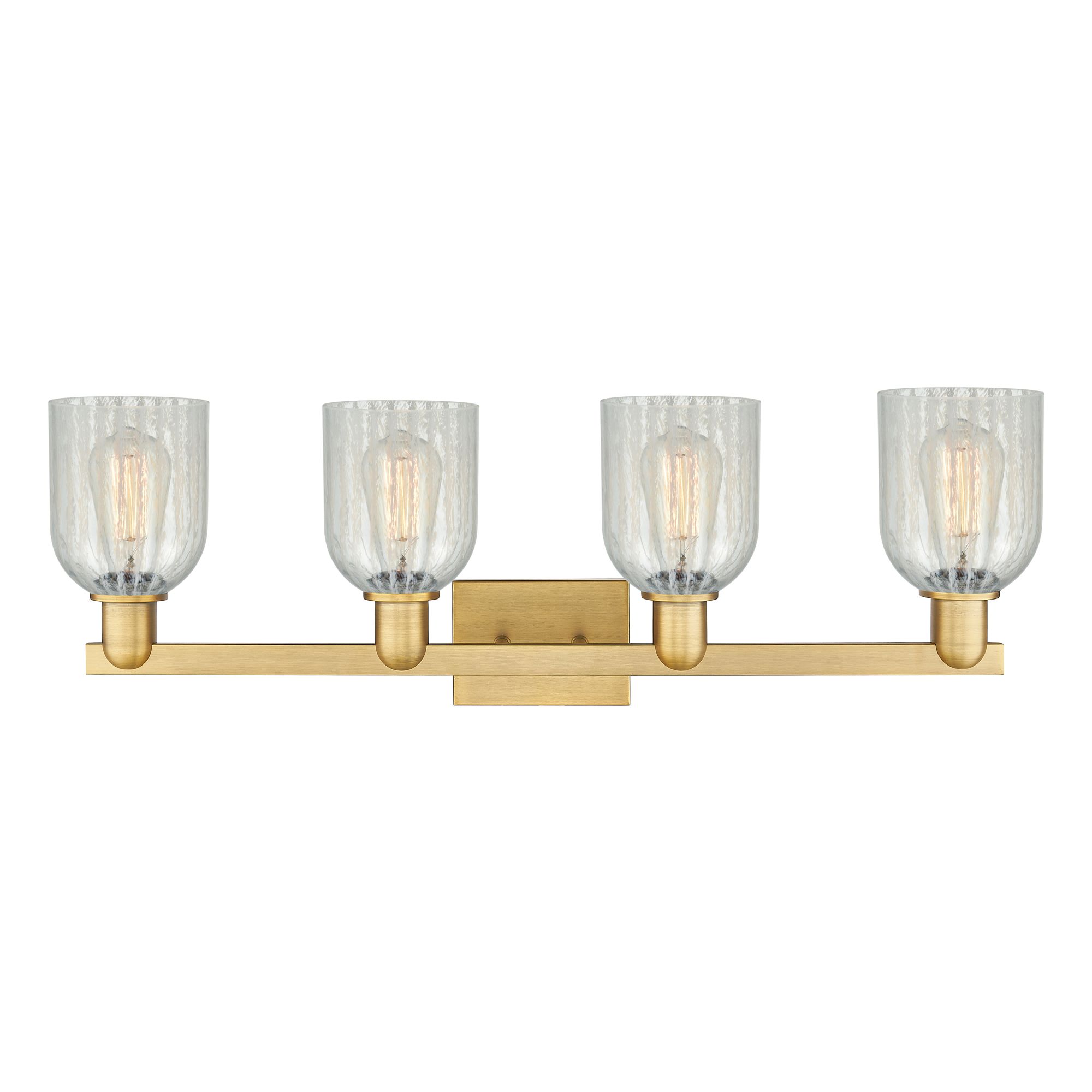 Image 2 Arcadia Caledonia 32"W 4 Light Brushed Brass Vanity w/ Mouchette Shade more views