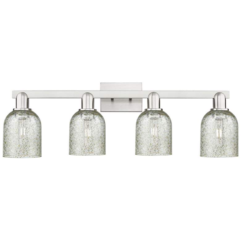 Image 1 Arcadia Caledonia 32"W 4 Light Brushed Nickel Bath Light w/ Mica Shade