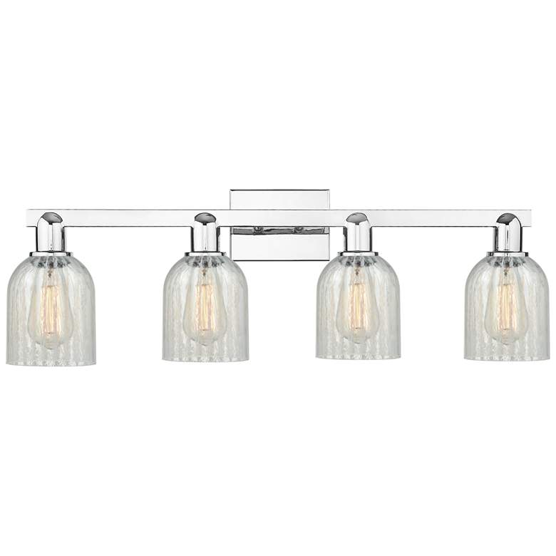 Image 1 Arcadia Caledonia 32"W 4 Light Chrome Vanity Light w/ Mouchette Shade