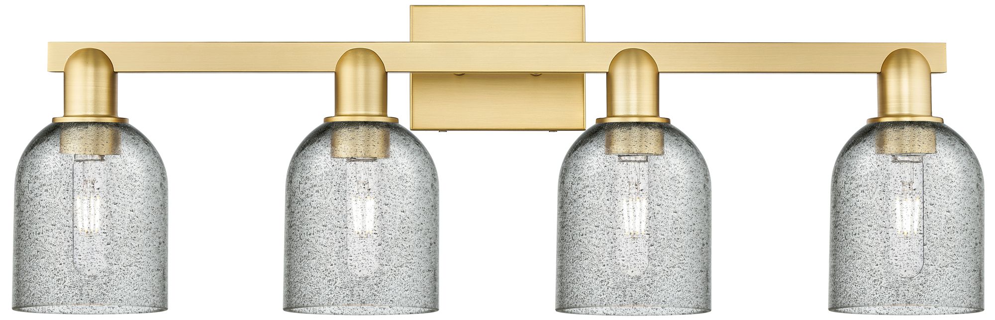 Arcadia Caledonia 32"W 4 Light Gold Vanity Light w/ Charcoal Shade