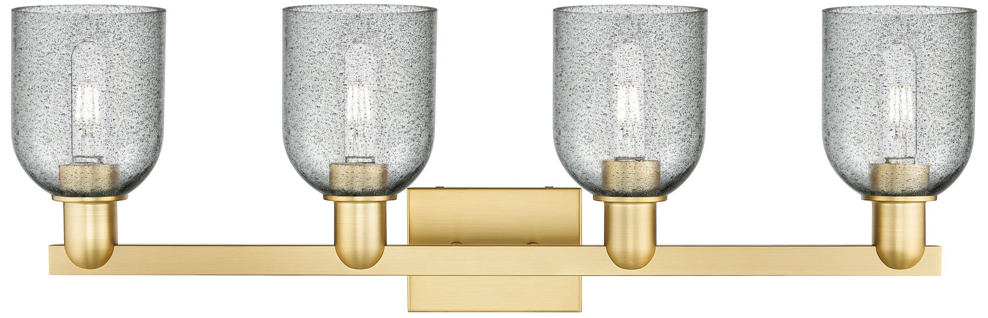 Image 2 Arcadia Caledonia 32"W 4 Light Gold Vanity Light w/ Charcoal Shade more views