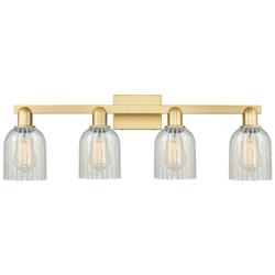 Arcadia Caledonia 32"W 4 Light Gold Vanity Light w/ Mouchette Shade