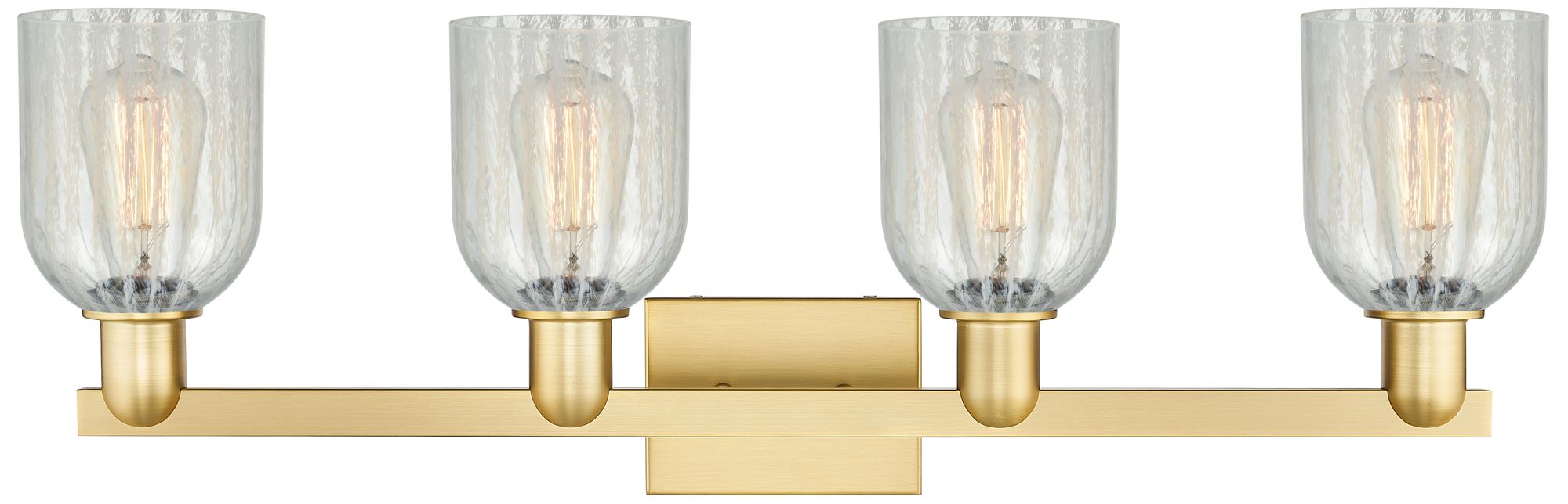 Image 2 Arcadia Caledonia 32"W 4 Light Gold Vanity Light w/ Mouchette Shade more views