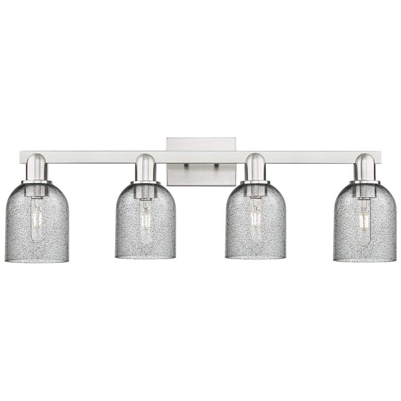 Image 1 Arcadia Caledonia 32"W 4 Light Nickel Bath Light w/ Charcoal Shade