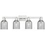 1_Arcadia Caledonia 32"W 4 Light Nickel Bath Light w/ Charcoal Shade