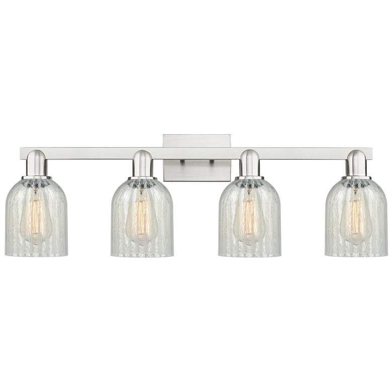 Image 1 Arcadia Caledonia 32"W 4 Light Nickel Bath Light w/ Mouchette Shade