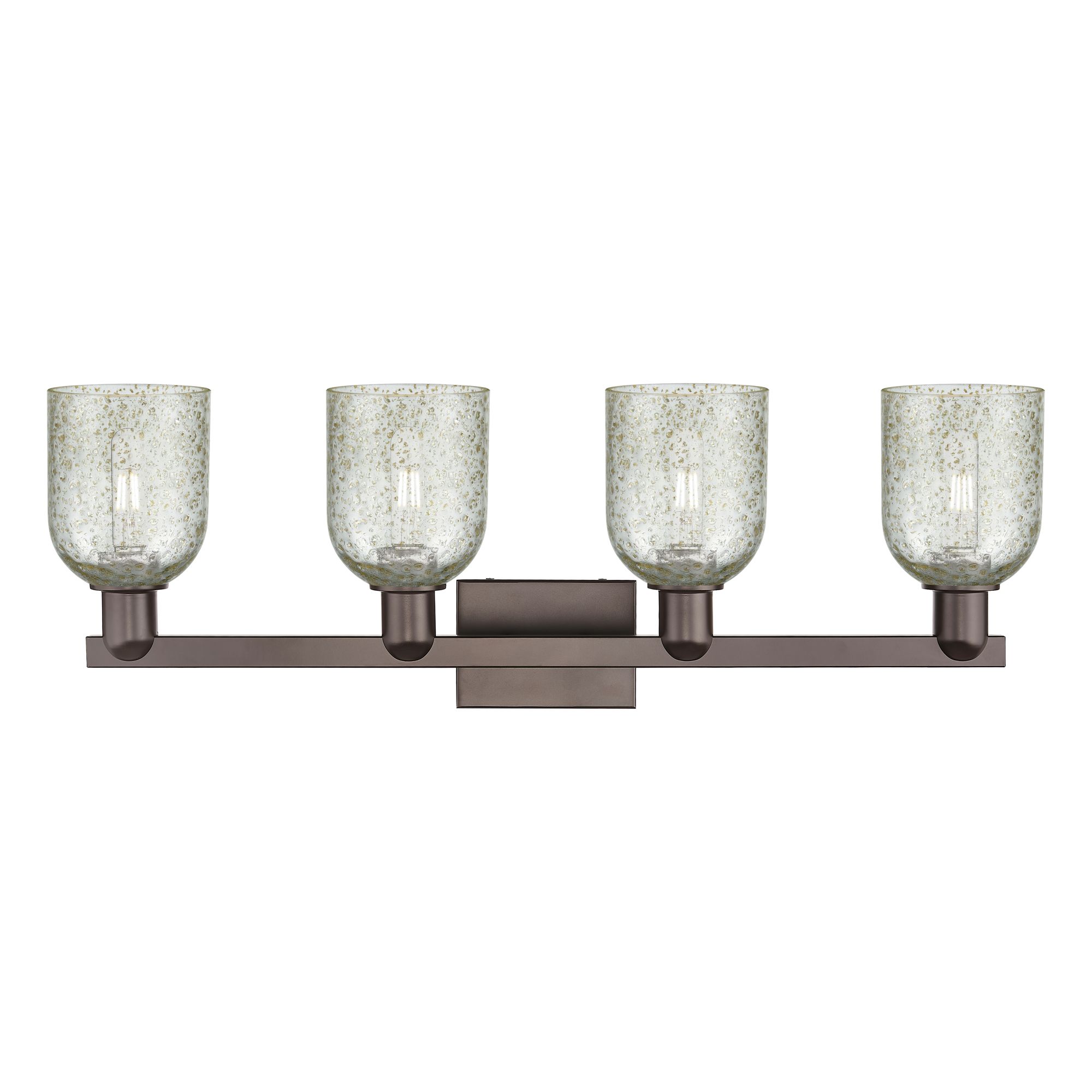Image 2 Arcadia Caledonia 32"W 4 Light Oiled Bronze Vanity Light w/ Mica Shade more views