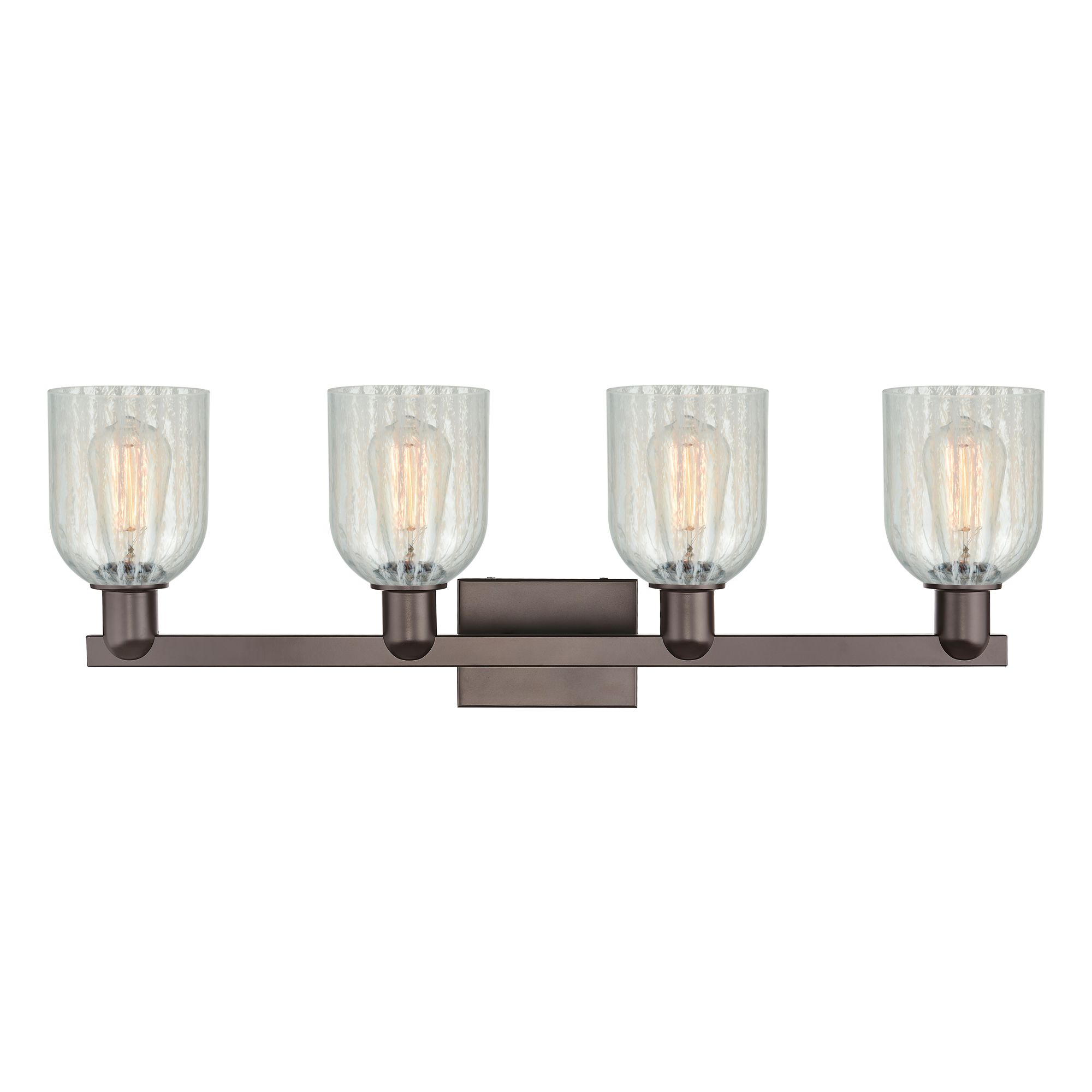 Image 2 Arcadia Caledonia 32"W 4 Light Oiled Bronze Vanity w/ Mouchette Shade more views