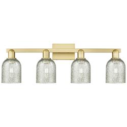 Arcadia Caledonia 32"W 4 Light Satin Gold Vanity Light With Mica Shade