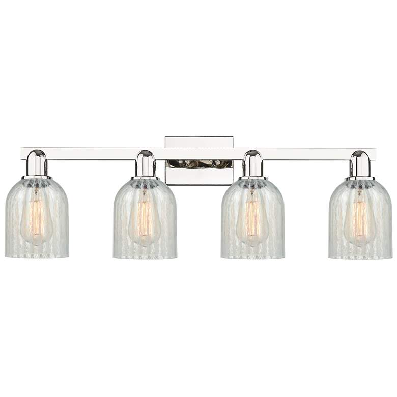 Image 1 Arcadia Caledonia 32"W 4-Lt Polished Nickel Vanity w/ Mouchette Shade