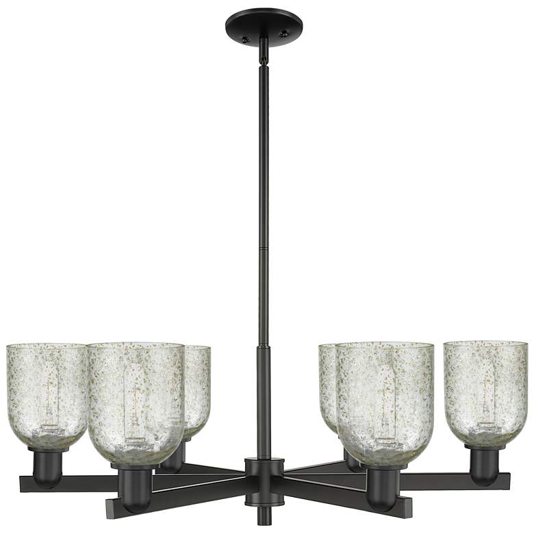 Image 1 Arcadia Caledonia 35"W 6 Light Black Stem Chandelier w/ Mica Shade