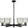Arcadia Caledonia 35"W 6 Light Black Stem Chandelier w/ Mica Shade