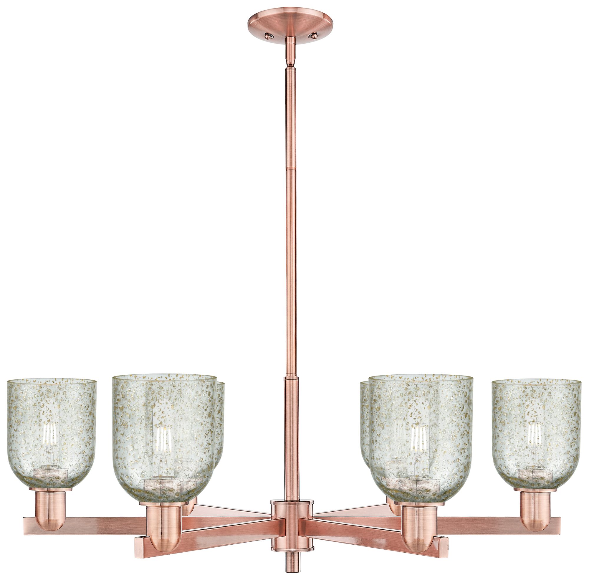 Arcadia Caledonia 35"W 6 Light Copper Stem Chandelier w/ Mica Shade