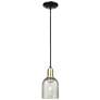 1_Arcadia Caledonia 5"W Black Brass Cord Hung Mini Pendant w/ Mica Shade