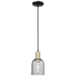 Arcadia Caledonia 5"W Black Brass Cord Mini Pendant w/ Charcoal Shade