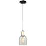 1_Arcadia Caledonia 5"W Black Brass Cord Mini Pendant w/ Mouchette Shade