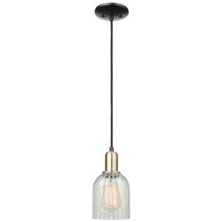 Arcadia Caledonia 5"W Black Brass Cord Mini Pendant w/ Mouchette Shade