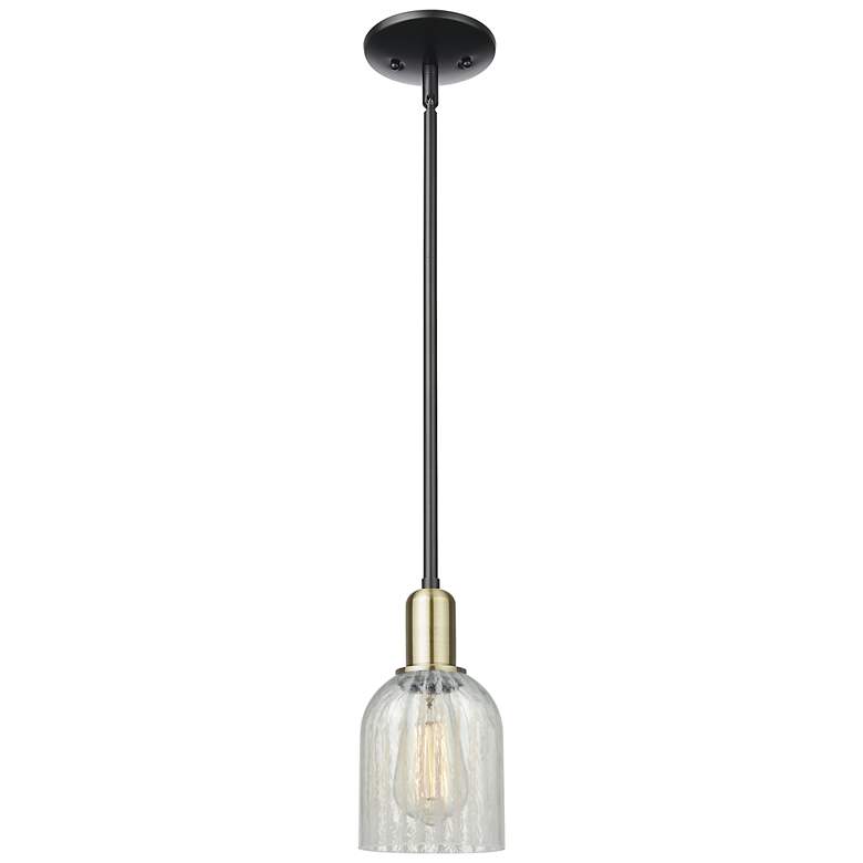 Image 1 Arcadia Caledonia 5"W Black Brass Stem Mini Pendant w/ Mouchette Shade