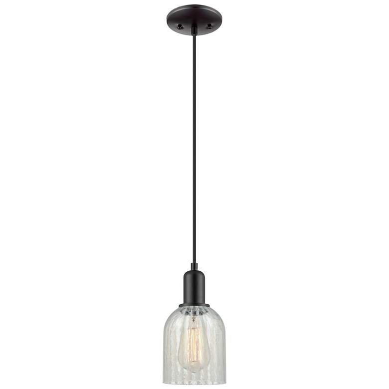 Image 1 Arcadia Caledonia 5"W Black Cord Hung Mini Pendant w/ Mouchette Shade