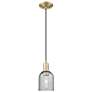1_Arcadia Caledonia 5"W Brass Cord Hung Mini Pendant With Charcoal Shade