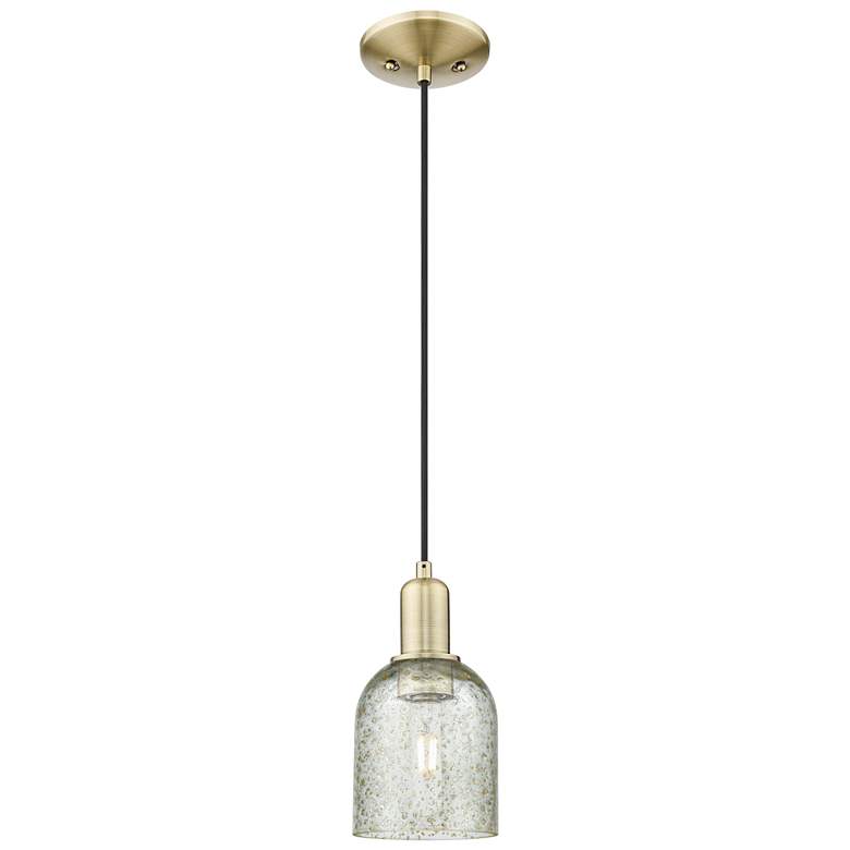 Image 1 Arcadia Caledonia 5"W Brass Cord Hung Mini Pendant With Mica Shade