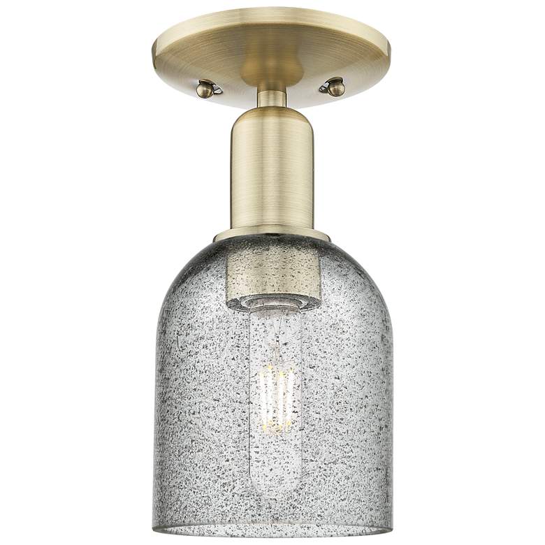 Image 1 Arcadia Caledonia 5"W Brass Semi.Flush Mount With Charcoal Shade