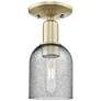 Arcadia Caledonia 5"W Brass Semi.Flush Mount With Charcoal Shade