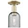 Arcadia Caledonia 5"W Brass Semi.Flush Mount With Charcoal Shade