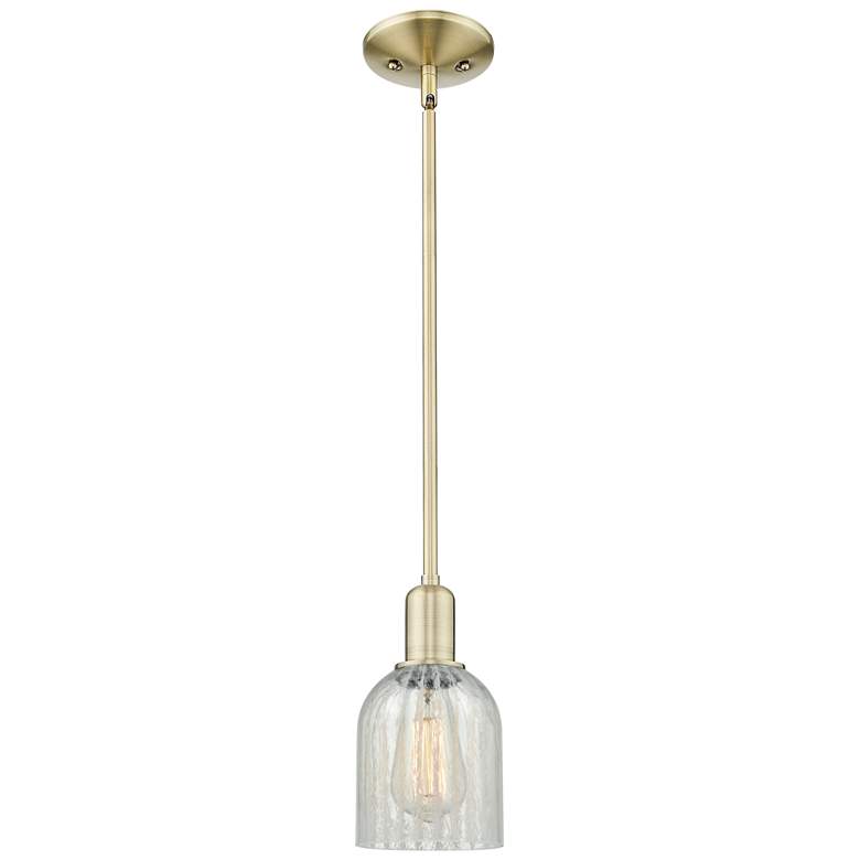Image 1 Arcadia Caledonia 5"W Brass Stem Hung Mini Pendant w/ Mouchette Shade