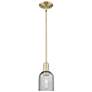 Arcadia Caledonia 5"W Brass Stem Hung Mini Pendant With Charcoal Shade