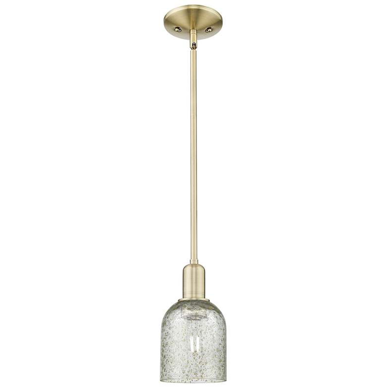Image 1 Arcadia Caledonia 5"W Brass Stem Hung Mini Pendant With Mica Shade
