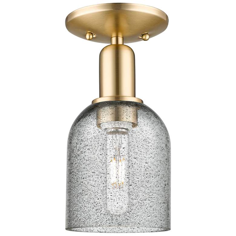 Image 1 Arcadia Caledonia 5"W Bronze Semi.Flush Mount w/ Charcoal Shade