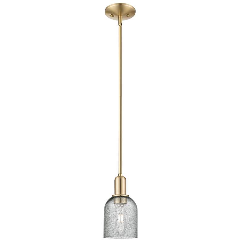 Image 1 Arcadia Caledonia 5"W Bronze Stem Mini Pendant w/ Charcoal Shade