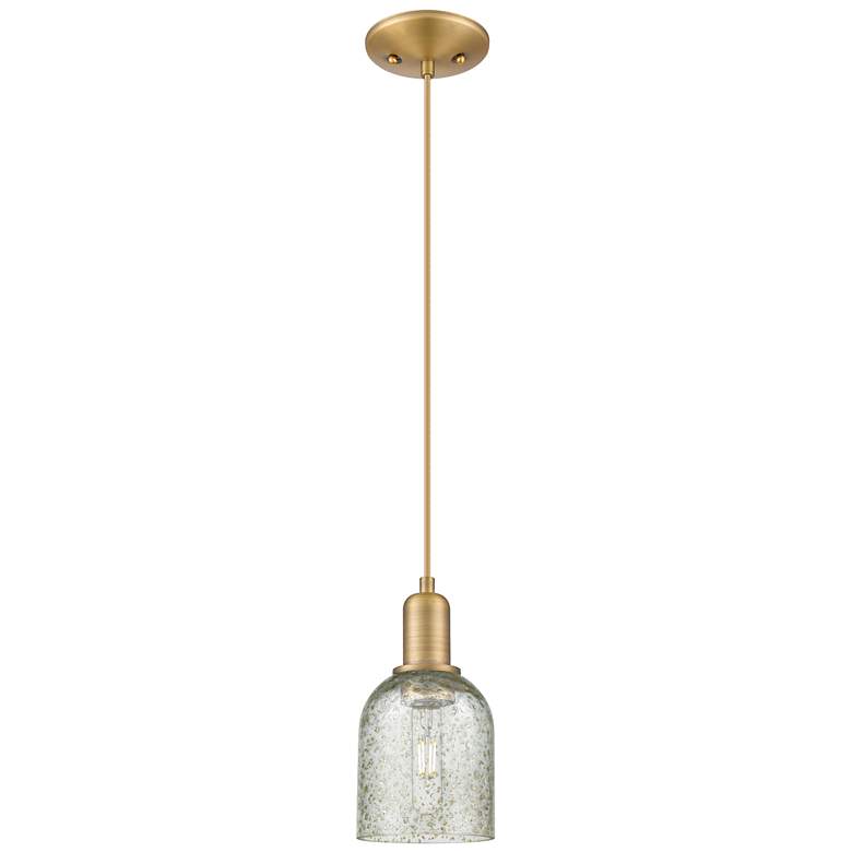 Image 1 Arcadia Caledonia 5"W Brushed Brass Cord Pendant w/ Charcoal Shade