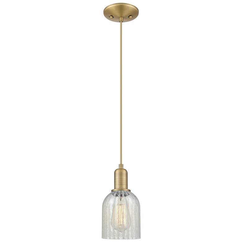 Image 1 Arcadia Caledonia 5"W Brushed Brass Cord Pendant w/ Mouchette Shade