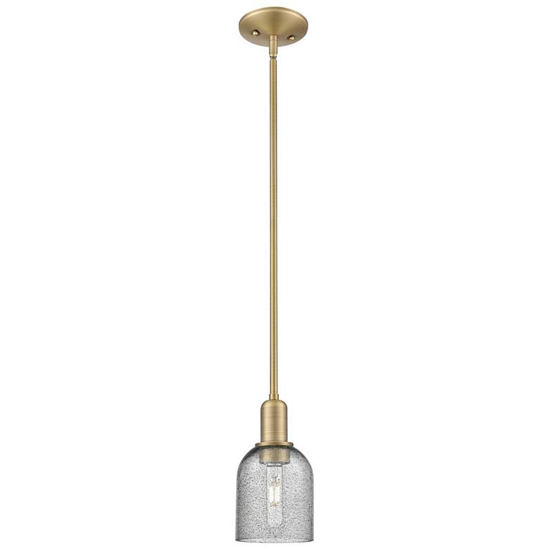 Image 1 Arcadia Caledonia 5"W Brushed Brass Stem Pendant w/ Charcoal Shade