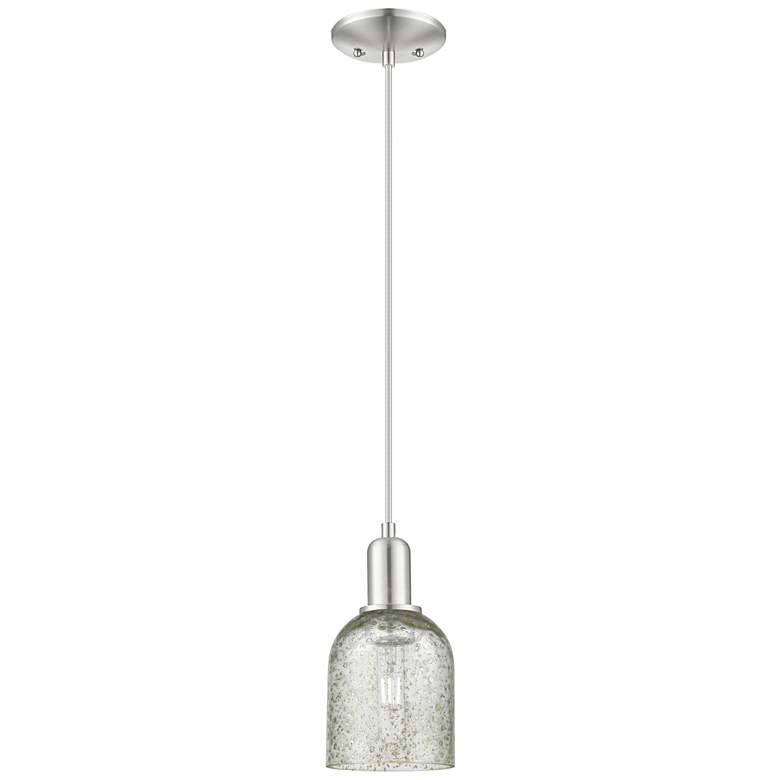 Image 1 Arcadia Caledonia 5"W Brushed Nickel Cord Mini Pendant w/ Mica Shade