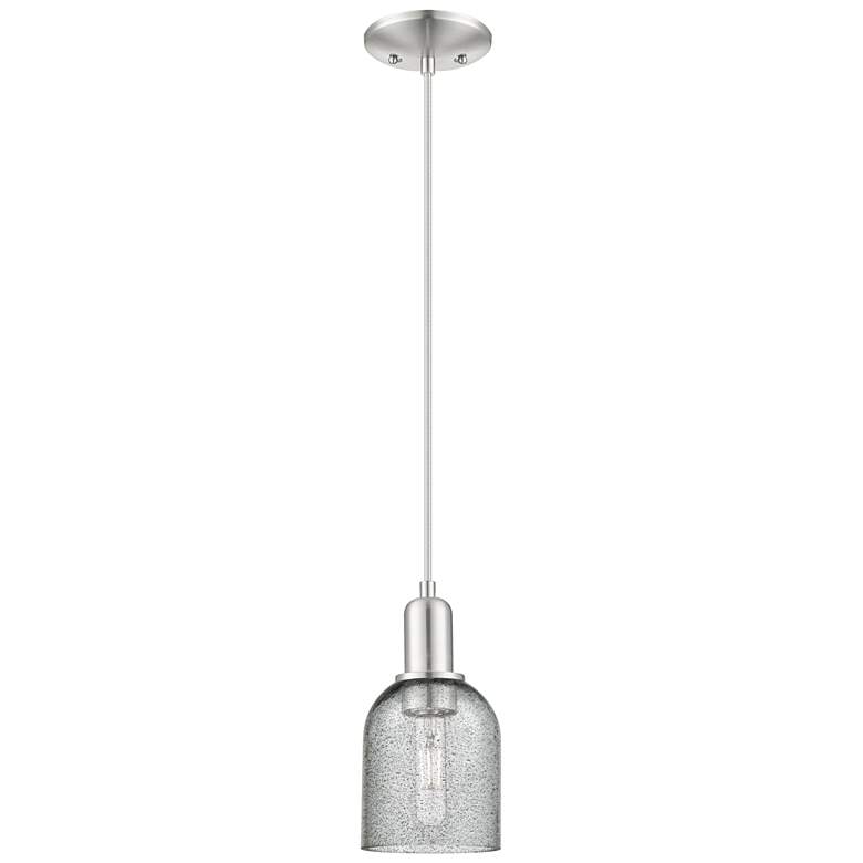 Image 1 Arcadia Caledonia 5"W Brushed Nickel Cord Pendant w/ Charcoal Shade