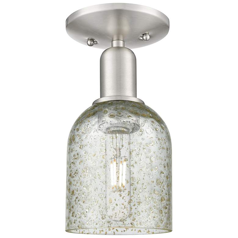 Image 1 Arcadia Caledonia 5"W Brushed Nickel Semi.Flush Mount With Mica Shade