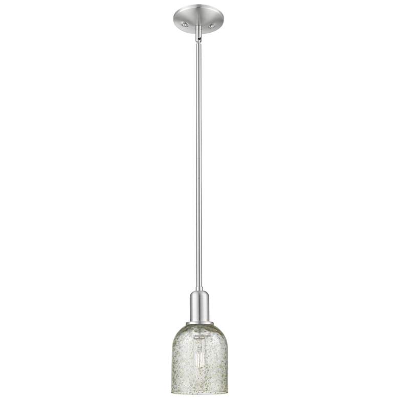 Image 1 Arcadia Caledonia 5"W Brushed Nickel Stem Mini Pendant w/ Mica Shade