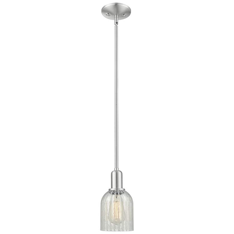 Image 1 Arcadia Caledonia 5"W Brushed Nickel Stem Pendant w/ Mouchette Shade