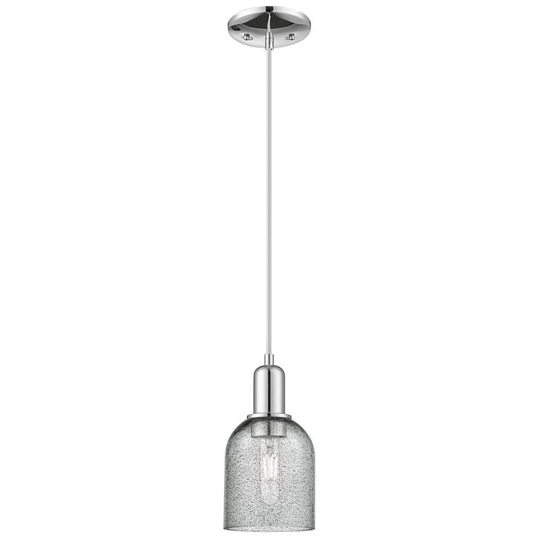 Image 1 Arcadia Caledonia 5"W Chrome Cord Hung Mini Pendant w/ Charcoal Shade