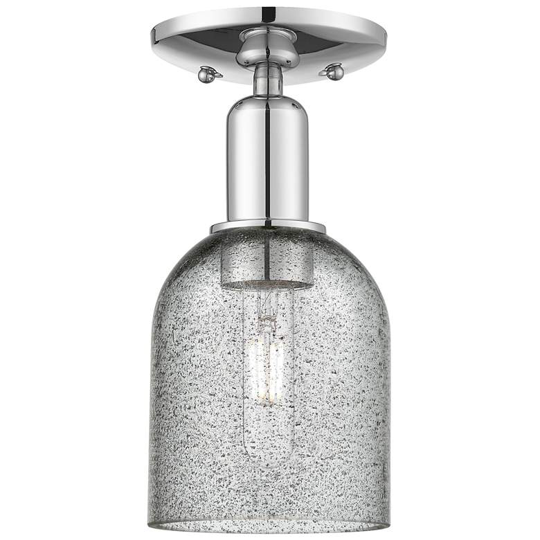 Image 1 Arcadia Caledonia 5"W Chrome Semi.Flush Mount w/ Charcoal Shade