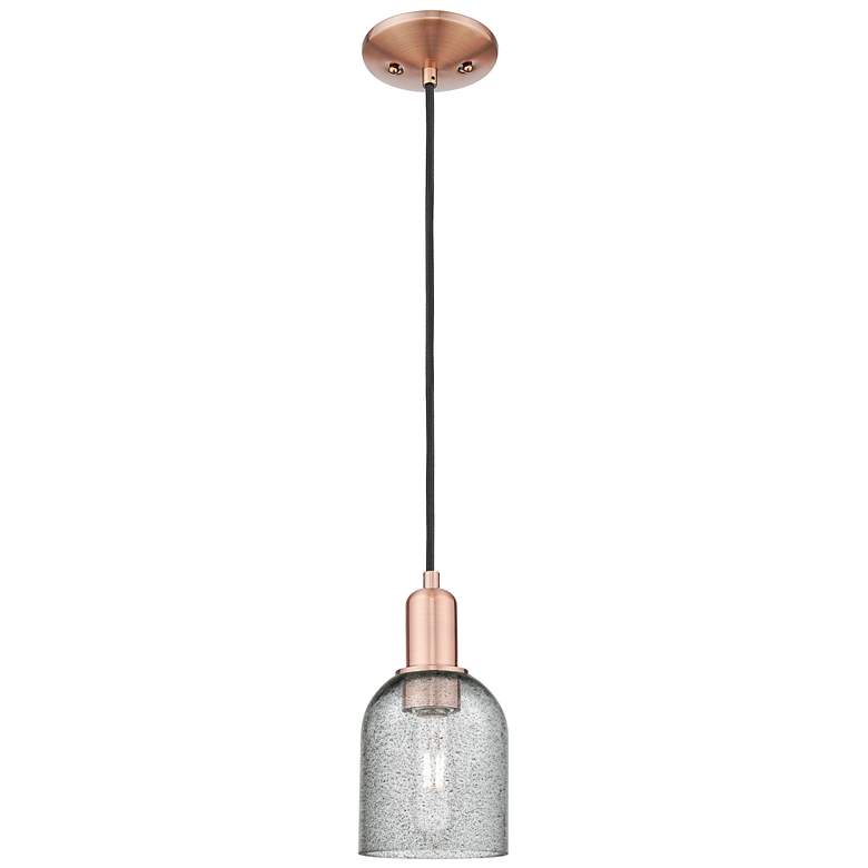 Image 1 Arcadia Caledonia 5"W Copper Cord Hung Mini Pendant w/ Charcoal Shade