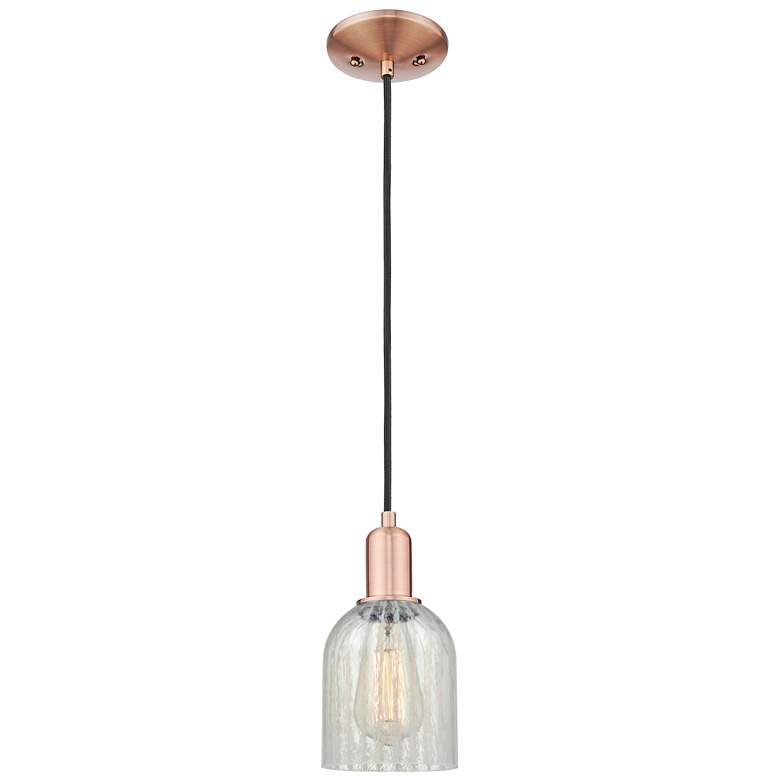 Image 1 Arcadia Caledonia 5"W Copper Cord Hung Mini Pendant w/ Mouchette Shade