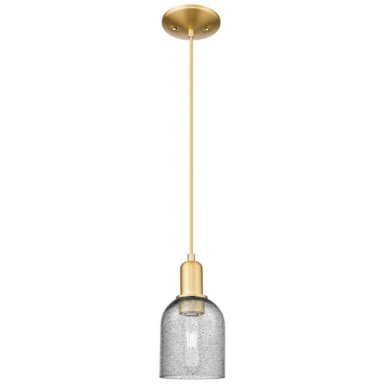 Image 1 Arcadia Caledonia 5"W Gold Cord Hung Mini Pendant w/ Charcoal Shade