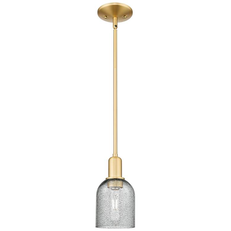 Image 1 Arcadia Caledonia 5"W Gold Stem Hung Mini Pendant w/ Charcoal Shade