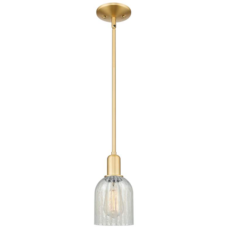 Image 1 Arcadia Caledonia 5"W Gold Stem Hung Mini Pendant w/ Mouchette Shade
